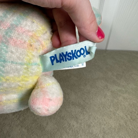 Vintage PlaySkool Baby Blankies Bear Pastels Plaid 1987 Plush Teddy Bear - Picture 6 of 10